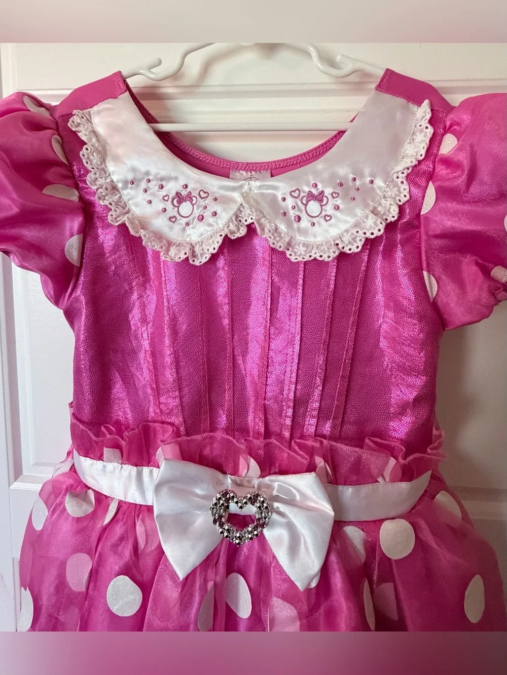 Disney Pink Polka Dot Party Dress with White Collar & Bow